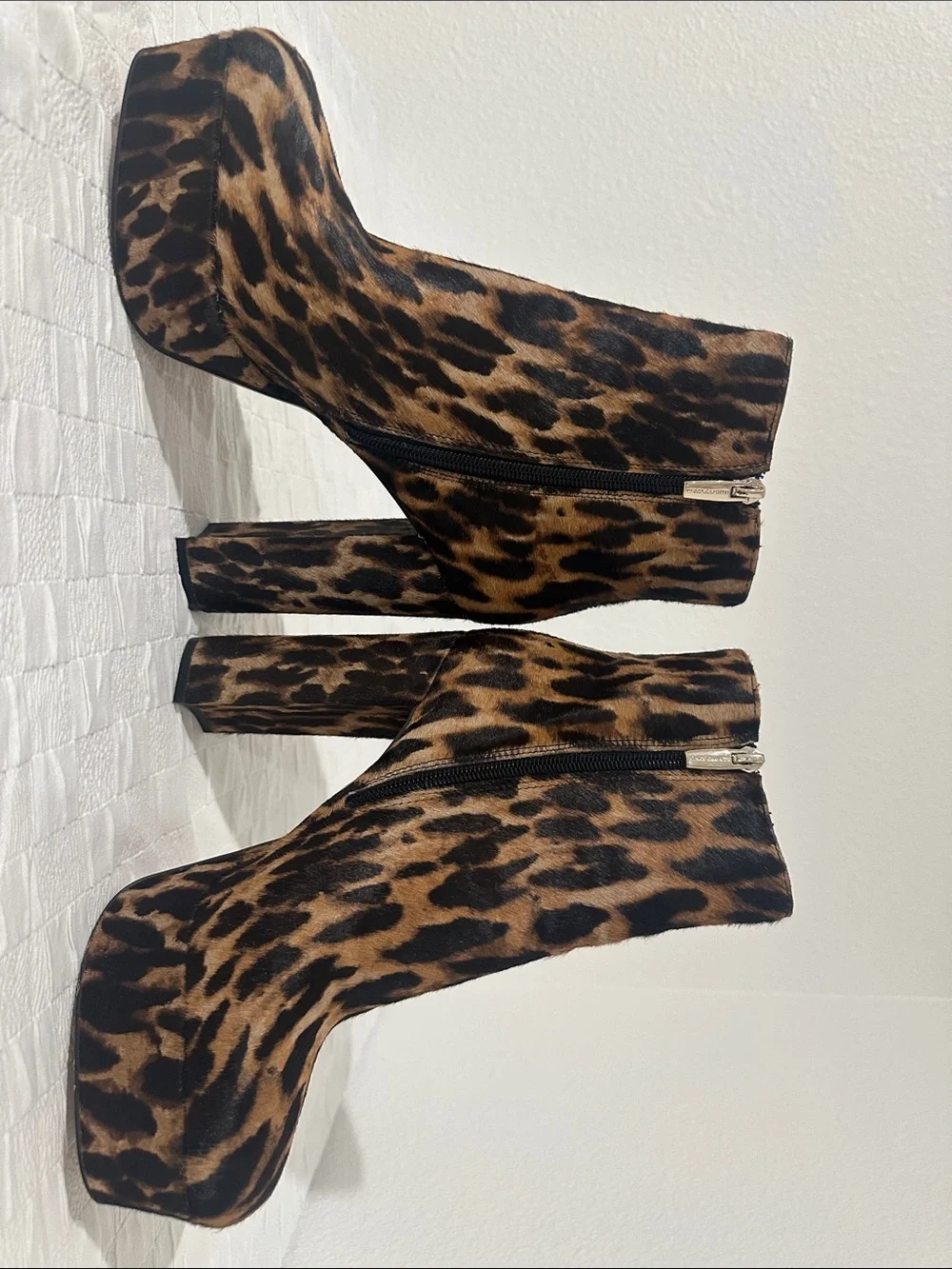 Vince Camuto Leopard Print Platform Ankle Boots - Brown/Black